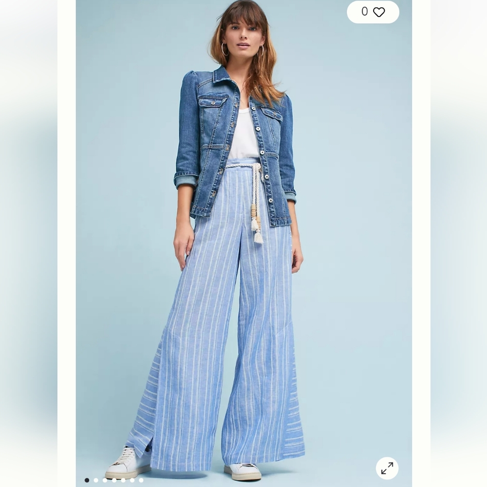 Ett:twa by anthropologie Striped Linen Wide Legs size US 6